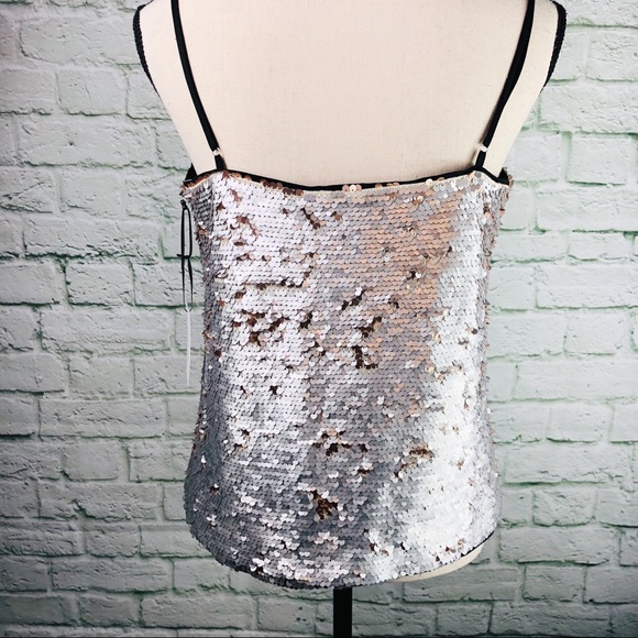 💫 1.STATE Sequin Camisole Silver & Rose Gold - Picture 5 of 7